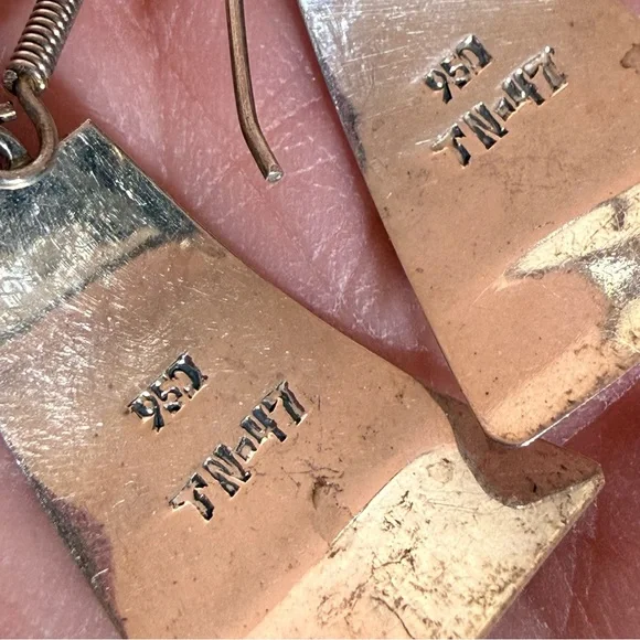 Taxco Vintage sterling silver turquoise southwestern oversized earrings - Picture 6 of 17